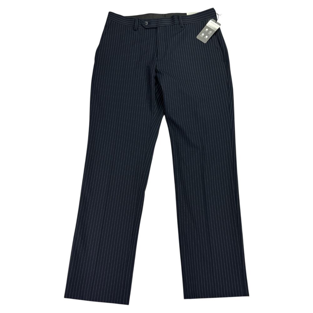 Alfani Mens Slim Fit Pinstripe Stretch Suit Pants Navy Blue 33x30